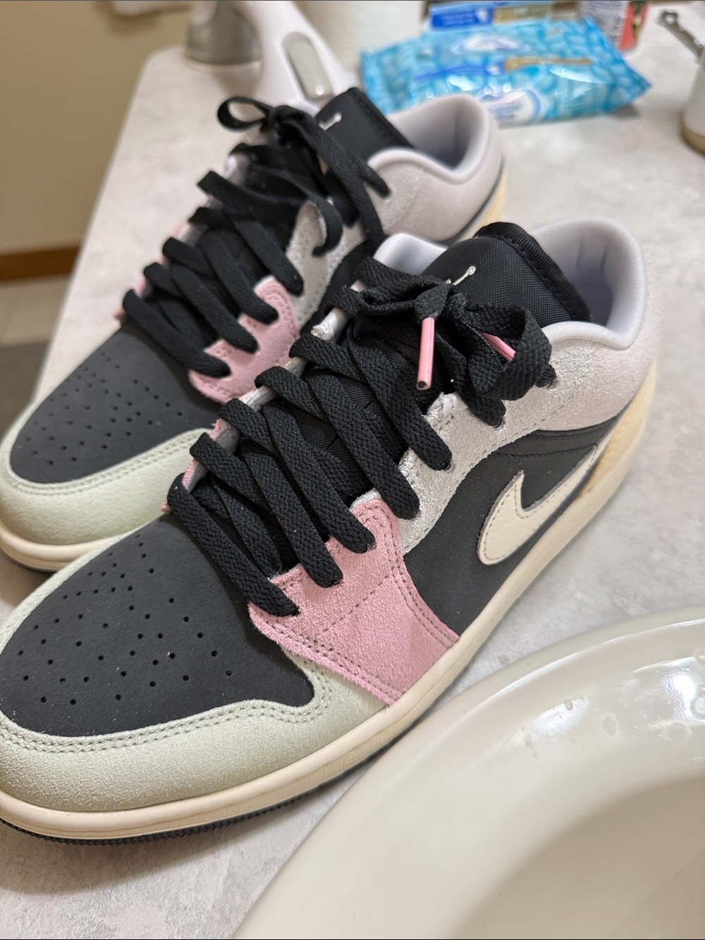 Nike Women’s Low-Top Sneakers in Black, Pink & Cream